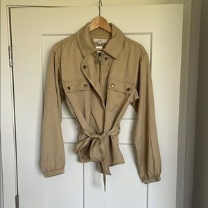NWT LOFT Khaki Tan Women's Waist Tie Jacket Size S
